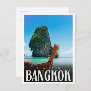 Retro Bangkok city skyline - Thailand travel gifts Postcard