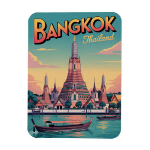 Retro Bangkok city Wat Aru Thailand travel gifts Magnet
