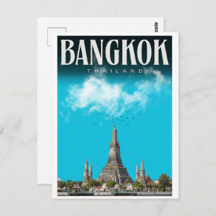 Retro Bangkok city  Wat Aru- Thailand travel gifts Postcard