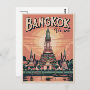 Retro Bangkok city  Wat Aru Thailand travel gifts Postcard