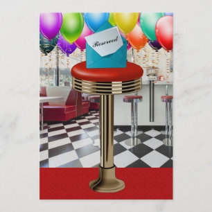 Retro Bar Stool Invitation - SRF