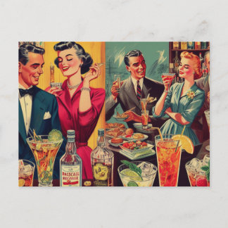 Retro Bar Vintage Illustration Postcard
