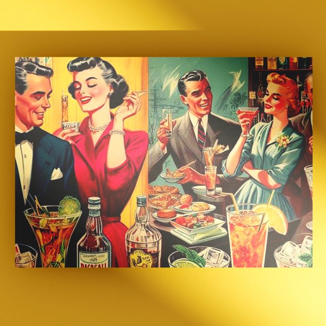 Retro Bar Vintage Illustration Postcard (Creator Uploaded)