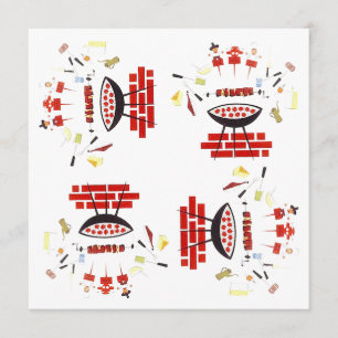 Retro Barbecue Mid-century Style Googie Invitation