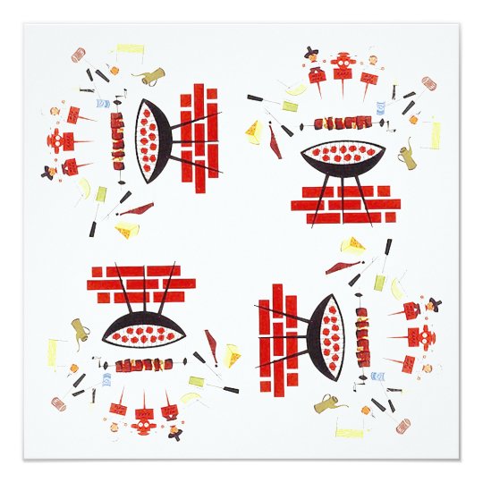 Retro Barbecue Mid-century Style Googie Invitation