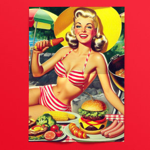 Retro Barbecue Pool Party Pinup Tissue Paper