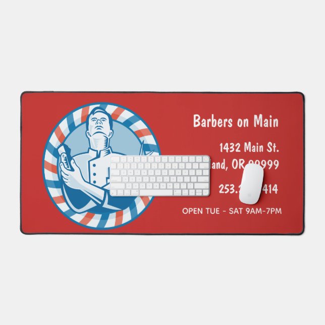 Retro Barber Badge Custom   Desk Mat (Keyboard & Mouse)