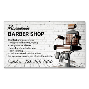 Retro Barber Shop Magnetic Business Card
