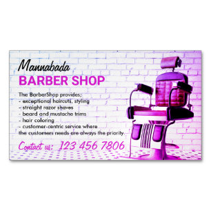 Retro Barber Shop Purple Simple Magnetic Business Card