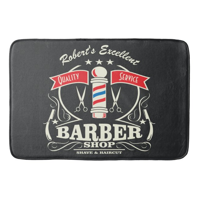 Retro Barber Stylist Work Floor Mat Gray (Front)