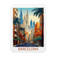 Retro Barcelona Vintage Travel Illustration
