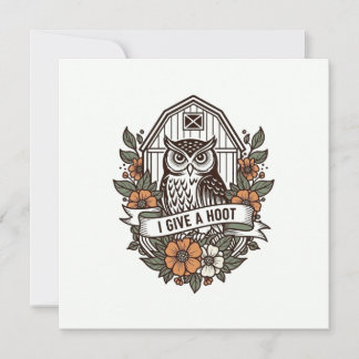 Retro barn owl 'I give a hoot' design Card