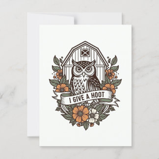Retro barn owl 'I give a hoot' design Postcard