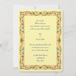 Retro Baroque Rococo 1685 Colour Foliage Wedding  Invitation
