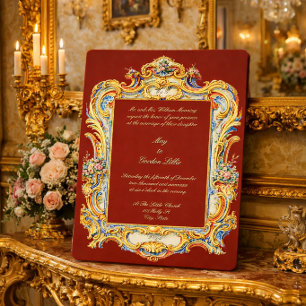 Retro Baroque Rococo Louis XV Colourful Wedding Invitation
