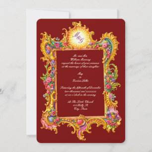 Retro Baroque Rococo Style colourful Wedding Invitation