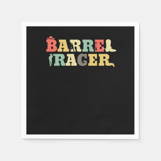 Retro Barrel Racing Show Vintage Barrel Racer Napkin (Front)