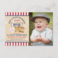 Retro Baseball 1st Birthday Stars & Stripes Photo