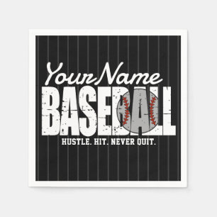 Retro Baseball ADD NAME Pinstripe Team Player Napkin
