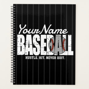 Retro Baseball ADD NAME Pinstripe Team Player Planner