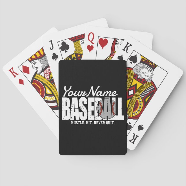 Retro Baseball ADD NAME Pinstripe Team Player Playing Cards (Back)