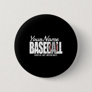Retro Baseball Add Name Pinstripe Team Player T Sh 6 Cm Round Badge