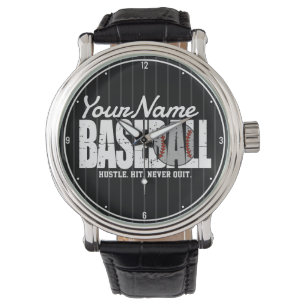 Retro Baseball ADD NAME Pinstripe Team Player Watch