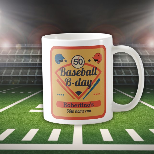 Retro Baseball B-Day Men's 50th Birthday Coffee Mug (Creator Uploaded)