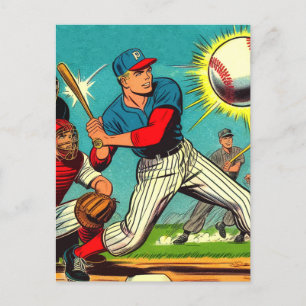 Retro Baseball Comics Postcard