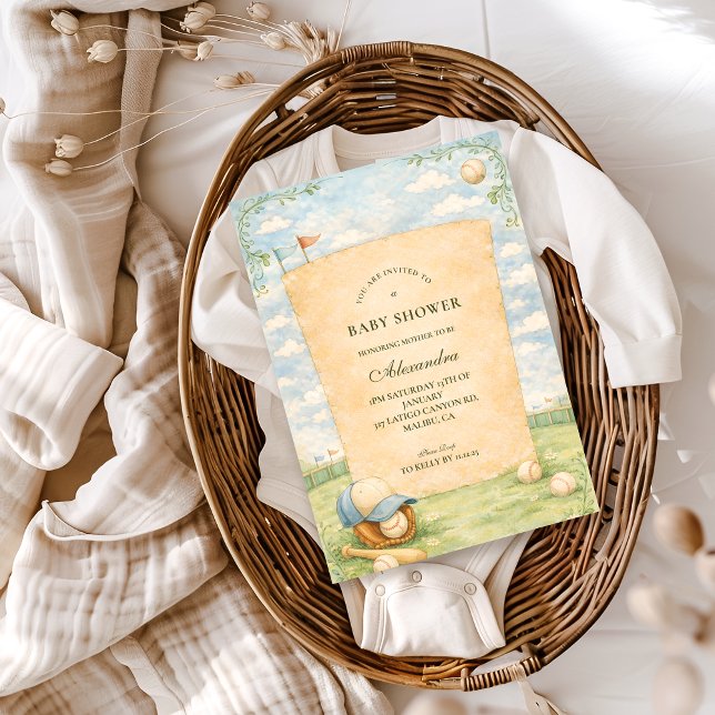 Retro Baseball Field Baby Shower Invitation (Creator Uploaded)