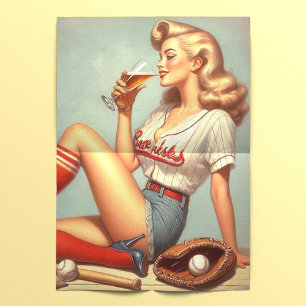Retro Baseball Girl Painting Tissue Paper