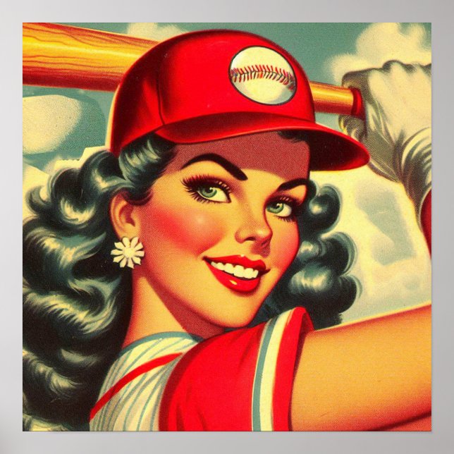 Retro Baseball Girl Poster (Front)