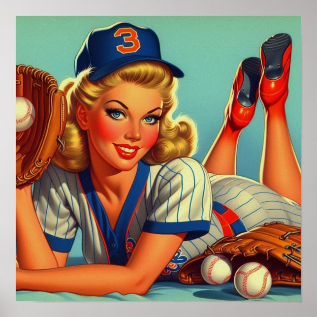 Retro Baseball Girl Poster (Front)