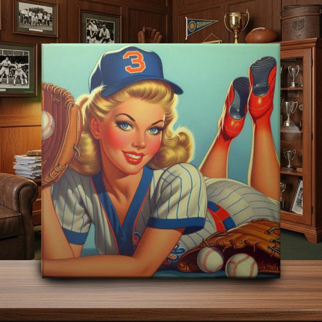 Retro Baseball Girl Tile (Creator Uploaded)