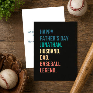 Retro Baseball Legend Personalised Father's Day Holiday Card