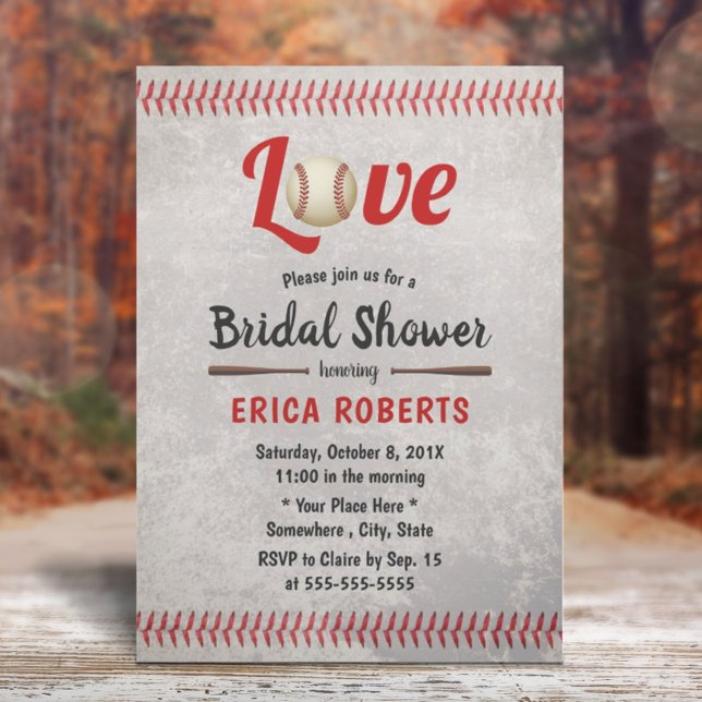 Retro Baseball Love Sports Wedding Bridal Shower Invitation (Creator Uploaded)