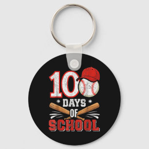 Retro Baseball Lovers Boys 100th Day Of School Pla Key Ring
