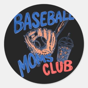 Retro baseball moms club iced coffee sports mum classic round sticker