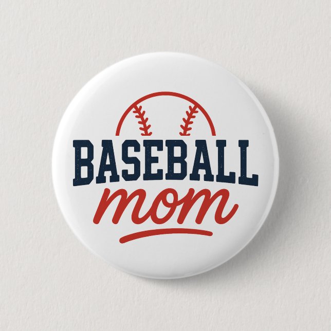 Retro Baseball Mum Personalised Game 6 Cm Round Badge (Front)