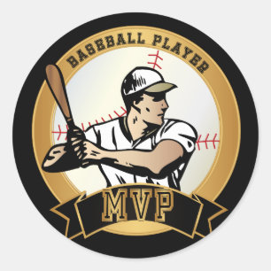 Retro Baseball Player Classic Round Sticker