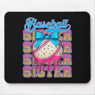 Retro Baseball Sister Ice Cream Drip Coquette Bow Mouse Mat