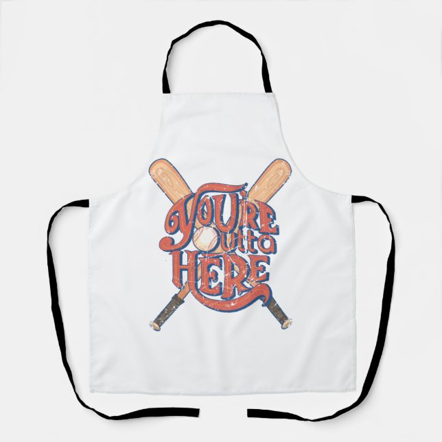Retro Baseball Softball Fan Design Apron (Front)