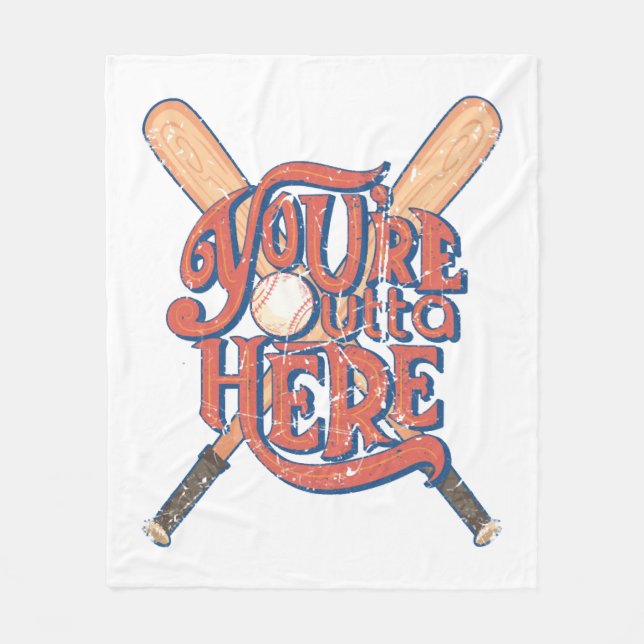 Retro Baseball Softball Fan Design Fleece Blanket (Front)