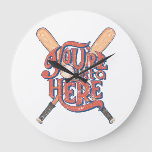 Retro Baseball Softball Fan Design Large Clock