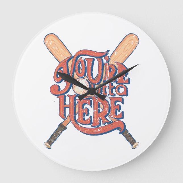 Retro Baseball Softball Fan Design Large Clock (Front)
