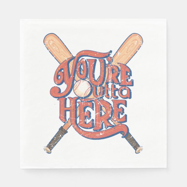 Retro Baseball Softball Fan Design Napkin (Front)