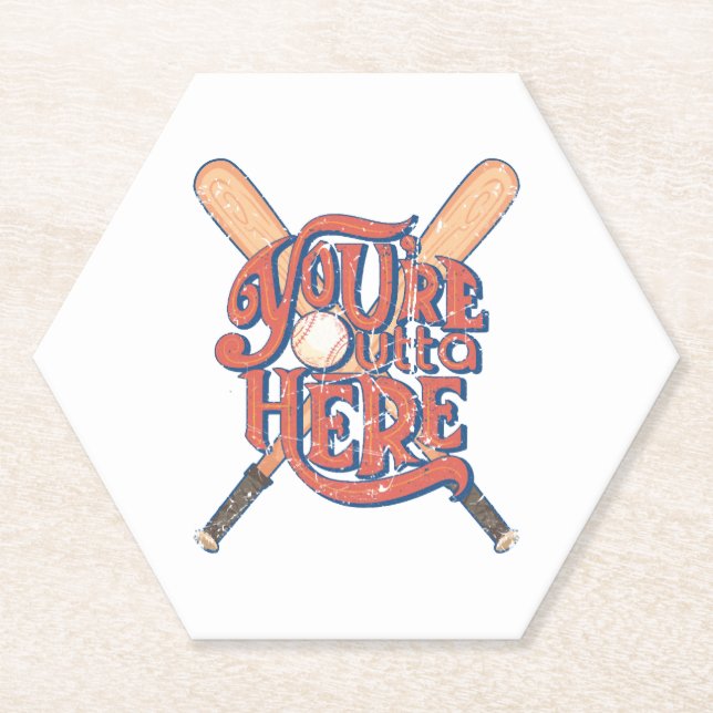 Retro Baseball Softball Fan Design Paper Coaster (Front)