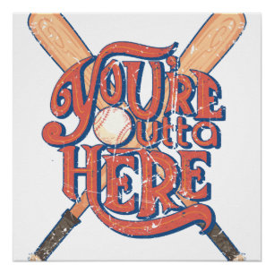 Retro Baseball Softball Fan Design Poster