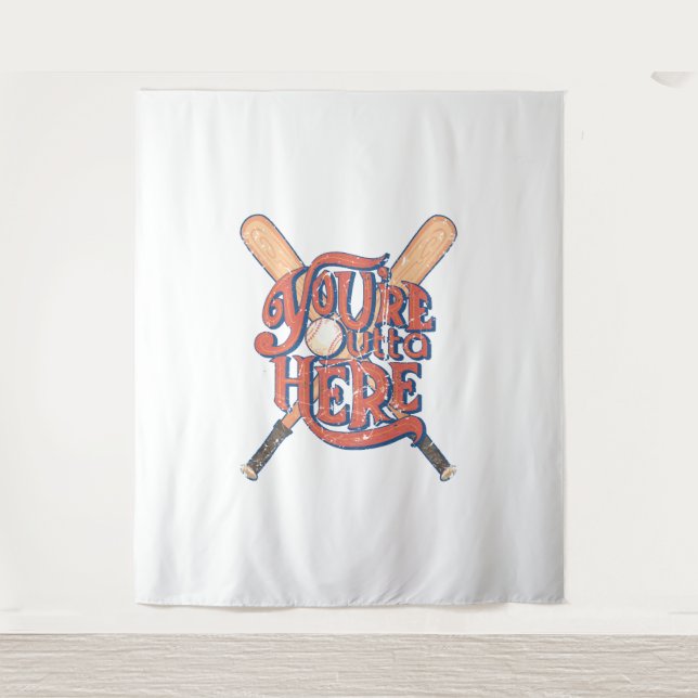 Retro Baseball Softball Fan Design Tapestry (Front)