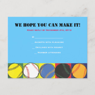 Retro Baseball Themed Bar Bat Mitzvah Reply card